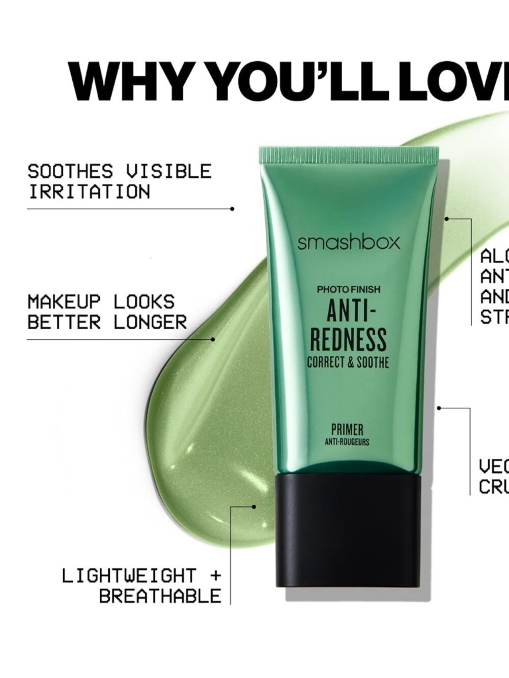 Smashbox, Primer Photo Finish Correct Anti-Redness, 0.34oz/10ml - Travel Size